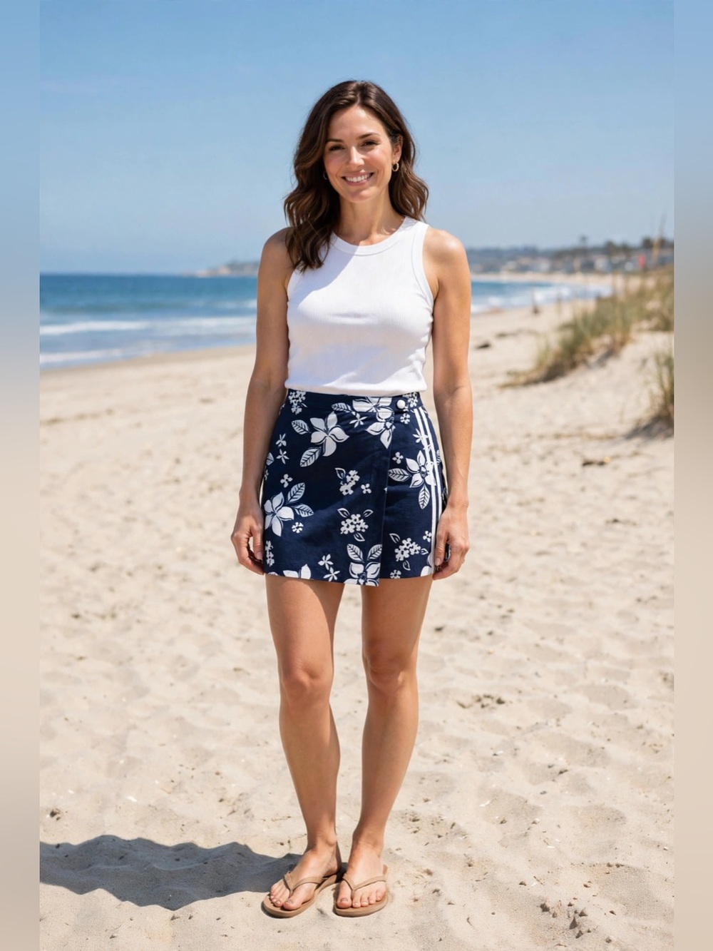 Navy Floral Swim Skirt Cover-Up - Unbranded